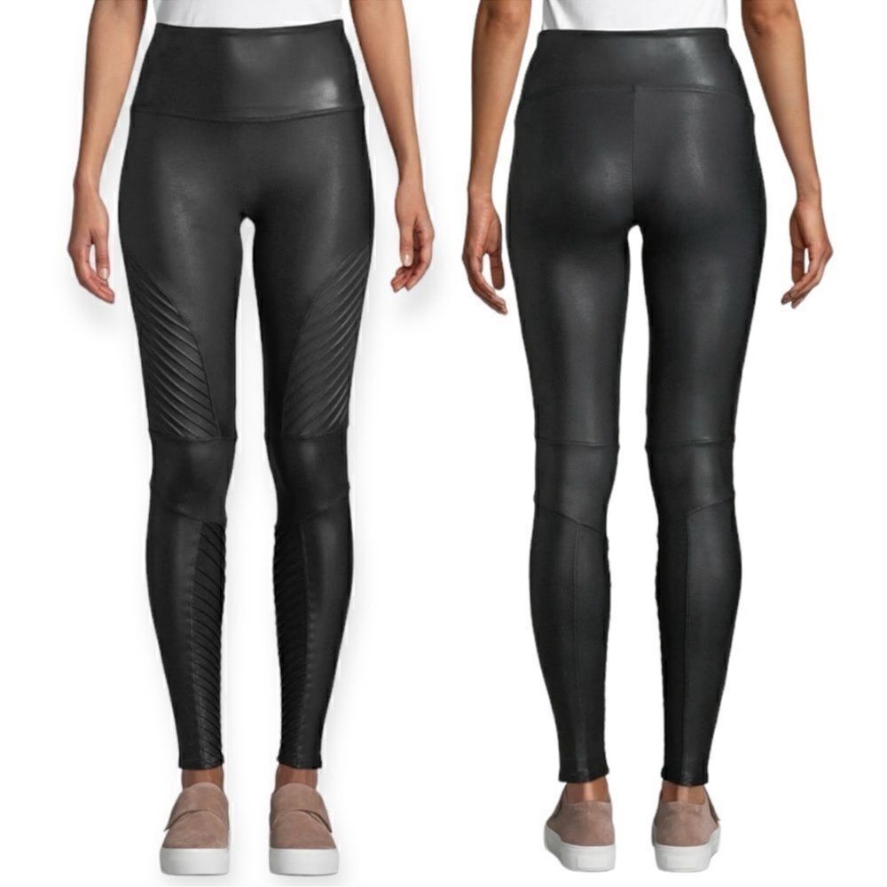 SPANX Faux Leather Moto Legging Very Black M